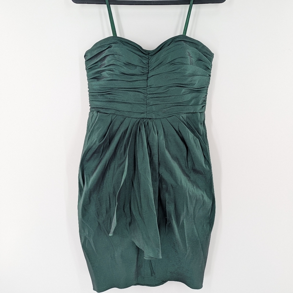 Aidan Mattox Ruched Sweetheart Neck Draped Mini Dress Spaghetti Strap 8 Cocktail